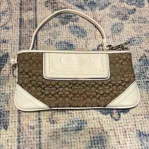 Coach Brown and White Wristlet